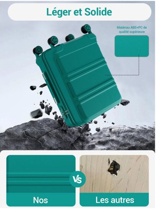 Set de 3 valises - 55/66/75 cm abs+pc 4 roulettes serrure tsa - kono - Kiabi