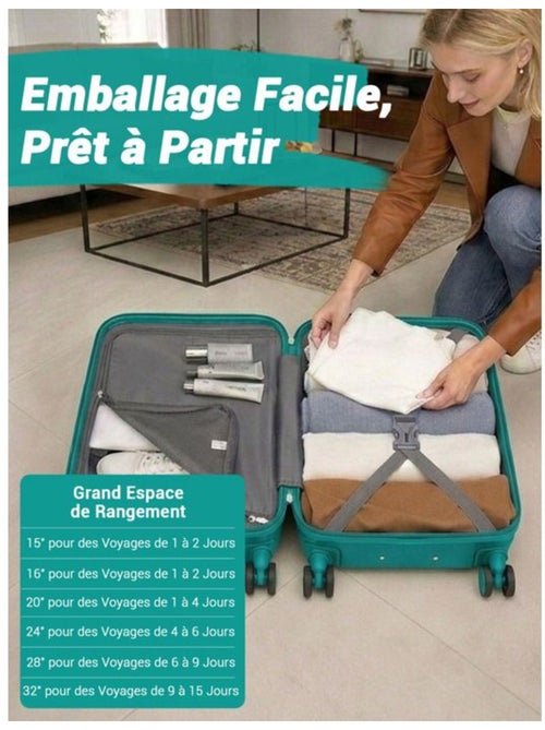 Set de 3 valises - 55/66/75 cm abs+pc 4 roulettes serrure tsa - kono - Kiabi