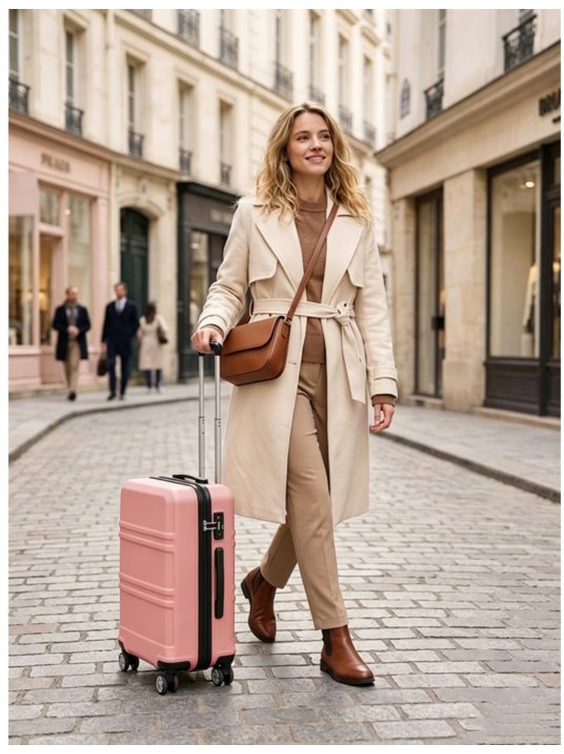 Set de 3 valises - 55/66/75 cm abs+pc 4 roulettes serrure tsa - kono Rose - Kiabi