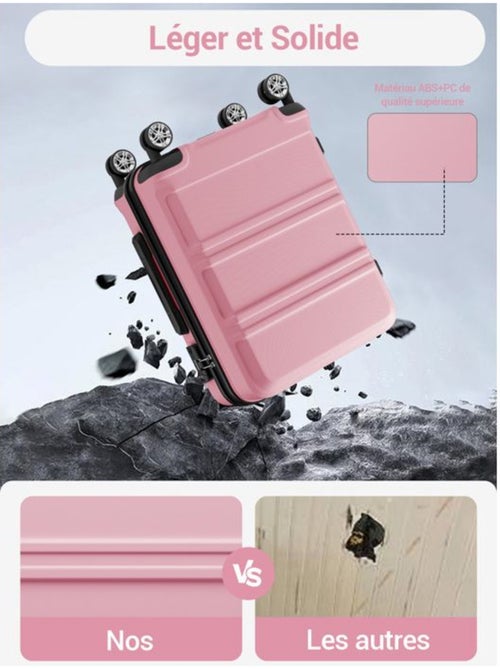 Set de 3 valises - 55/66/75 cm abs+pc 4 roulettes serrure tsa - kono - Kiabi
