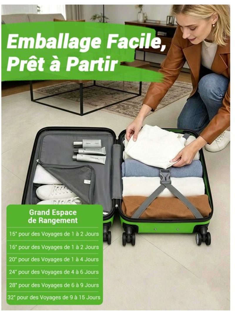 Set de 3 valises - 55/66/75 cm abs+pc 4 roulettes serrure tsa - kono Vert - Kiabi