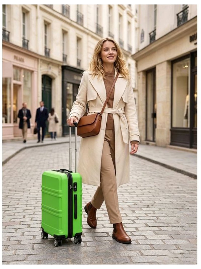 Set de 3 valises - 55/66/75 cm abs+pc 4 roulettes serrure tsa - kono Vert - Kiabi