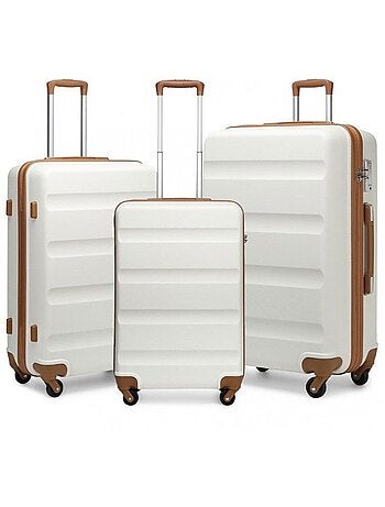 Set de 3 valises - 55/66/75 cm, rigide abs, 4 roues, serrure tsa - kono