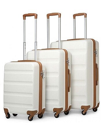 Set de 3 valises - 55/66/75 cm, rigide abs, 4 roues, serrure tsa - kono