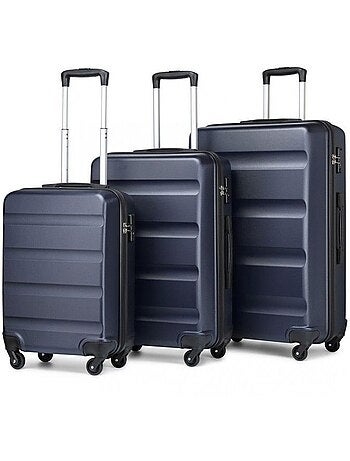 Set de 3 valises - 55/66/75 cm, rigide abs, 4 roues, serrure tsa - kono