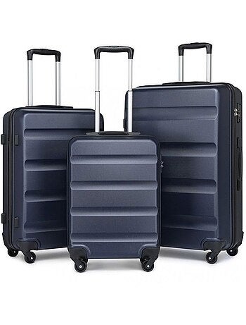 Set de 3 valises - 55/66/75 cm, rigide abs, 4 roues, serrure tsa - kono