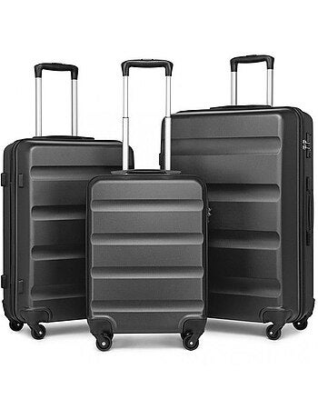 Set de 3 valises - 55/66/75 cm, rigide abs, 4 roues, serrure tsa - kono