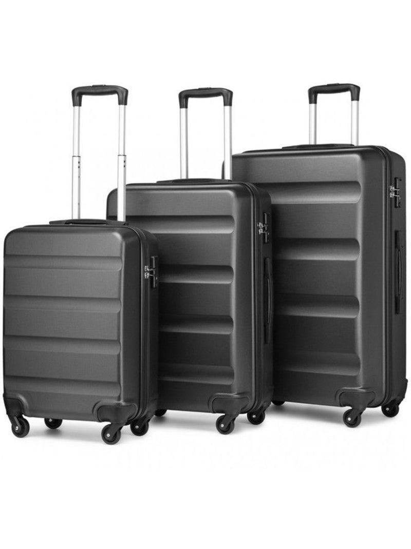 Set de 3 valises - 55/66/75 cm, rigide abs, 4 roues, serrure tsa - kono Gris - Kiabi