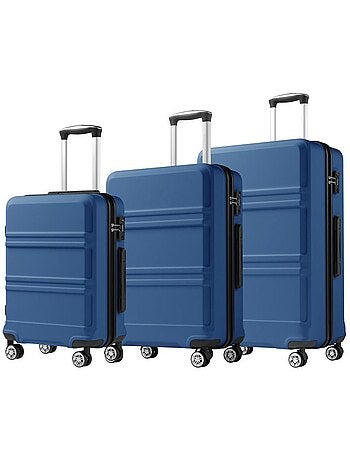Set de 3 valises - 55/66/75 cm, rigide abs + pc, 4 roues 360°, serrure tsa - kono