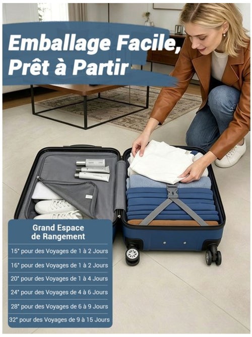 Set de 3 valises - 55/66/75 cm, rigide abs + pc, 4 roues 360°, serrure tsa - kono - Kiabi Set de 3 valises - 55/66/75 cm, rigide abs + pc, 4 roues 360°, serrure tsa - kono - Kiabi