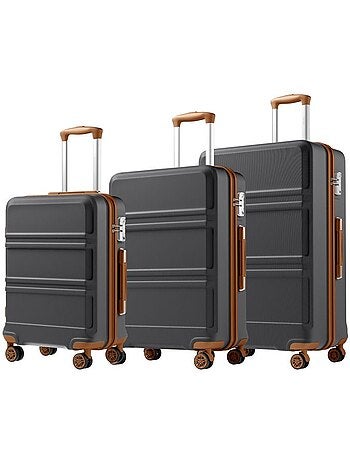 Set de 3 valises - 55/66/75 cm, rigide abs + pc, 4 roues 360°, serrure tsa - kono