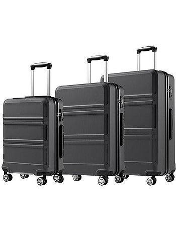 Set de 3 valises - 55/66/75 cm, rigide abs + pc, 4 roues 360°, serrure tsa - kono