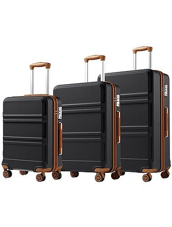 Set de 3 valises - 55/66/75 cm, rigide abs + pc, 4 roues 360°, serrure tsa - kono