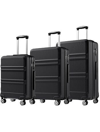 Set de 3 valises - 55/66/75 cm, rigide abs + pc, 4 roues 360°, serrure tsa - kono