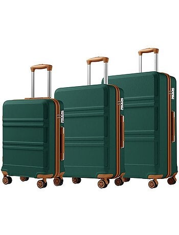 Set de 3 valises - 55/66/75 cm, rigide abs + pc, 4 roues 360°, serrure tsa - kono