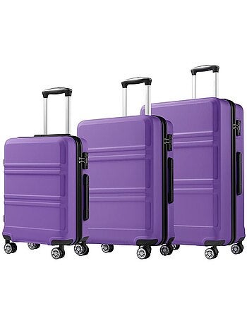 Set de 3 valises - 55/66/75 cm, rigide abs + pc, 4 roues 360°, serrure tsa - kono