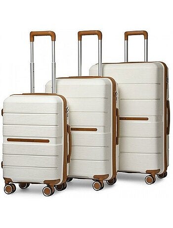 Set de 3 valises - 55/66/76 cm polypropylène 4 roulettes serrure tsa - british traveller