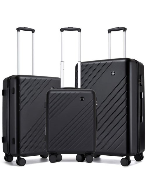 Set de 3 valises - 55/66/76 cm, rigide abs + pc, 4 roues 360°, serrure à code - kono - Kiabi