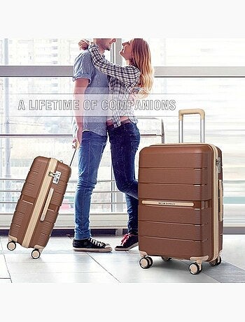 Set de 3 valises - 55/66/76 cm, rigide polypropylène (pp), 4 roues 360° - british traveller