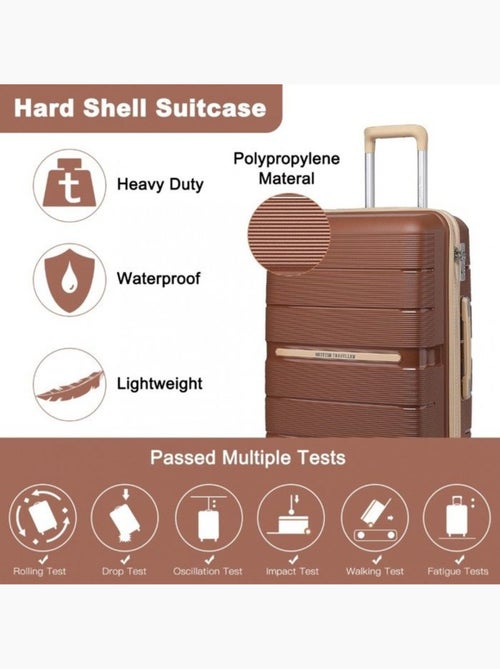 Set de 3 valises - 55/66/76 cm, rigide polypropylène (pp), 4 roues 360° - british traveller - Kiabi