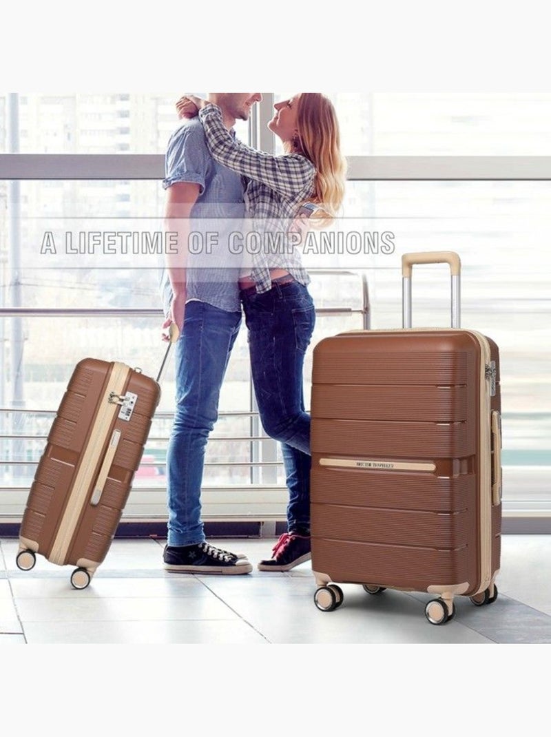 Set de 3 valises - 55/66/76 cm, rigide polypropylène (pp), 4 roues 360° - british traveller Marron - Kiabi
