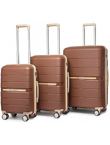 Set de 3 valises - 55/66/76 cm, rigide polypropylène (pp), 4 roues, serrure tsa - british traveller