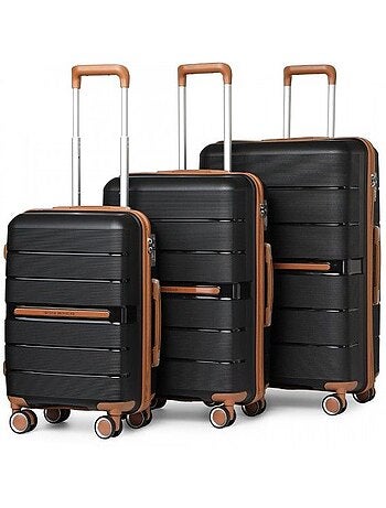 Set de 3 valises - 55/66/76 cm, rigide polypropylène (pp), 4 roues, serrure tsa - british traveller