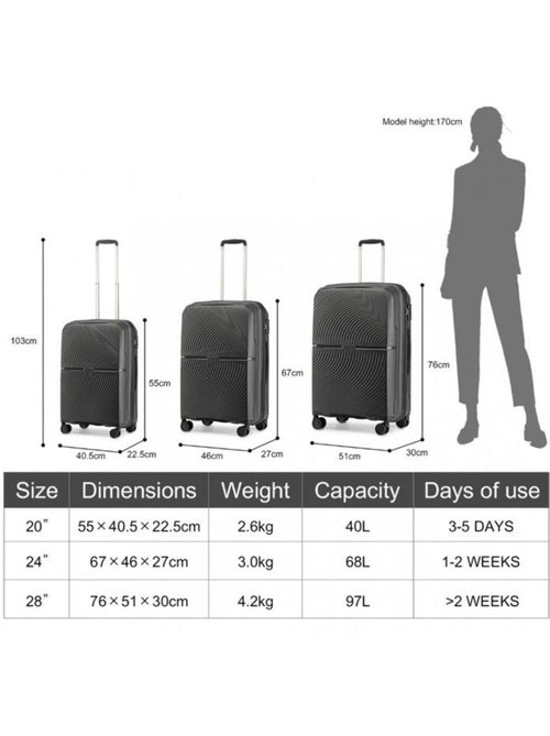Set de 3 valises - 55/67/76 cm rigide 4 roulettes serrure tsa - british traveller - Kiabi Set de 3 valises - 55/67/76 cm rigide 4 roulettes serrure tsa - british traveller - Kiabi