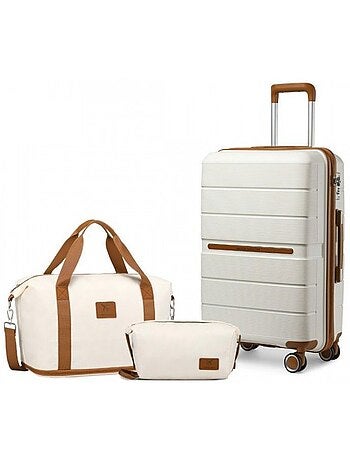 Set de 3 valises - 55x22x37 cm, rigide polypropylène (pp), 4 roues, serrure tsa - british traveller