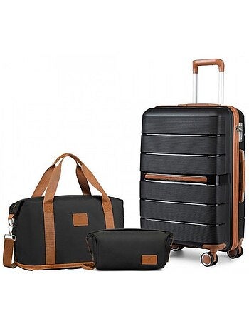Set de 3 valises - 55x22x37 cm, rigide polypropylène (pp), 4 roues, serrure tsa - british traveller