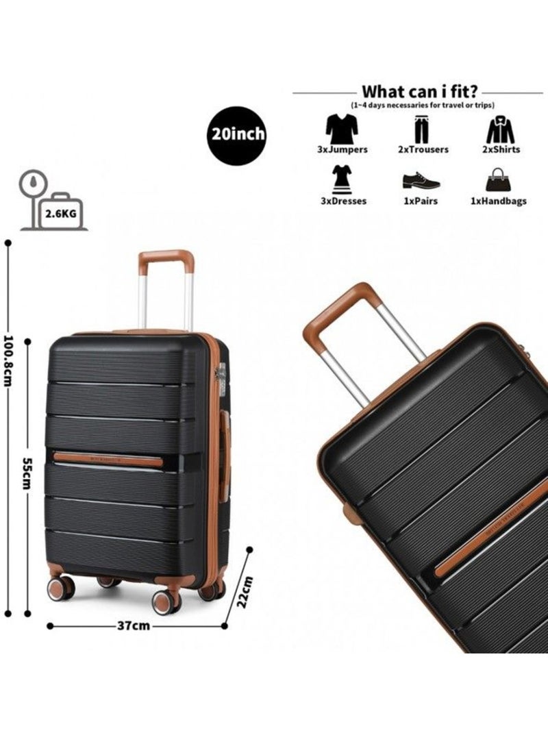 Set de 3 valises - 55x37x22 cm, polypropylène (pp), 4 roues 360° - british traveller Noir - Kiabi