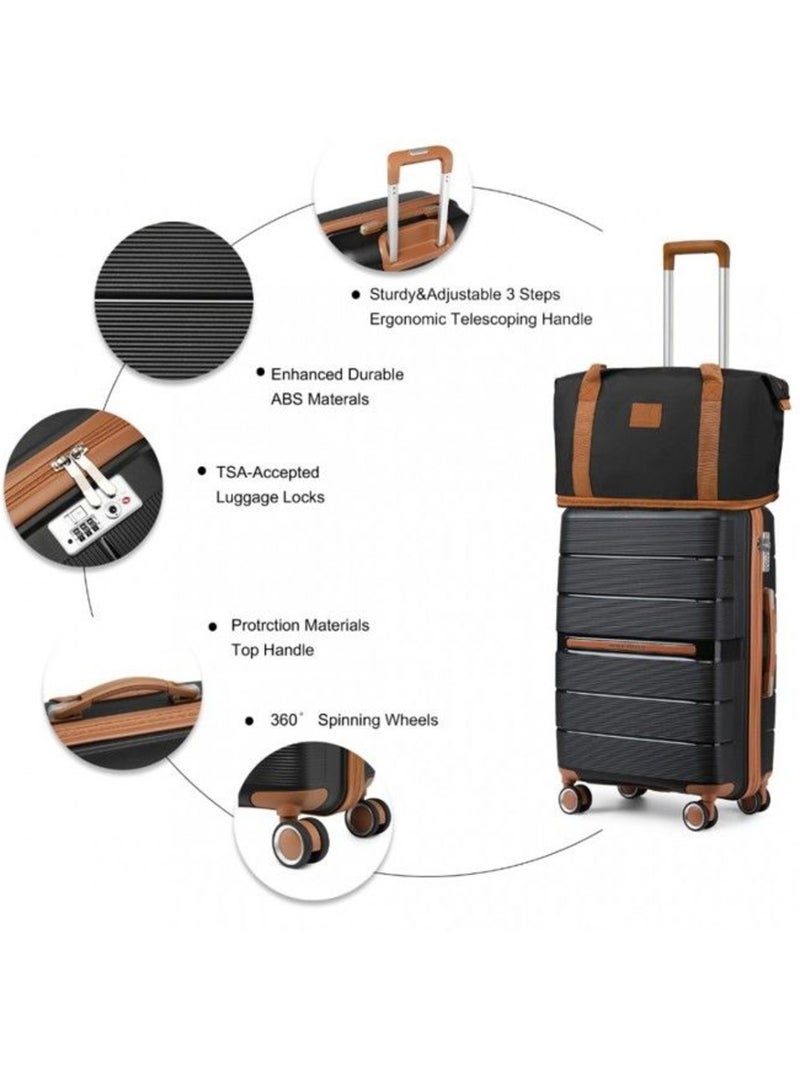 Set de 3 valises - 55x37x22 cm, polypropylène (pp), 4 roues 360° - british traveller Noir - Kiabi