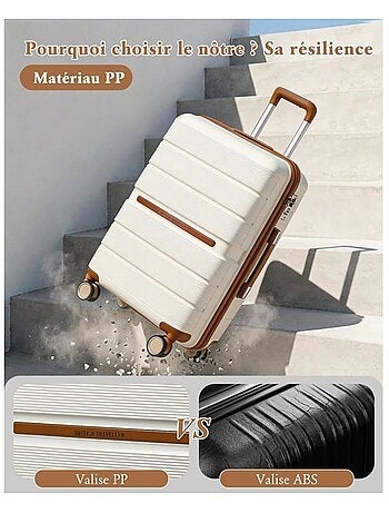 Set de 3 valises - 55x37x22 cm, rigide polypropylène (pp) - british traveller