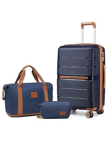 Set de 3 valises - 55x37x22 cm, rigide polypropylène (pp) - british traveller