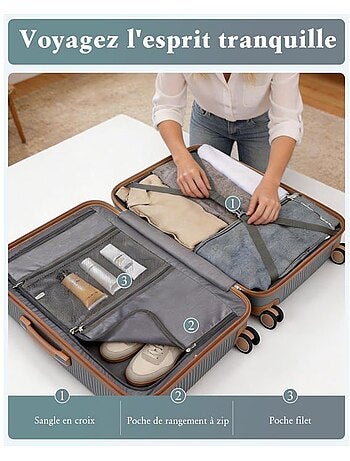 Set de 3 valises - 55x37x22 cm, rigide polypropylène (pp) - british traveller