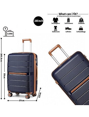 Set de 3 valises - 55×37×22 cm, rigide, serrure tsa - british traveller