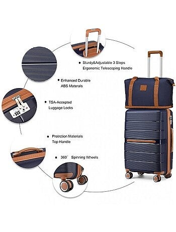 Set de 3 valises - 55×37×22 cm, rigide, serrure tsa - british traveller