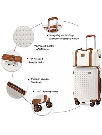 Set de 3 valises - 55x38x24 cm rigide - kono