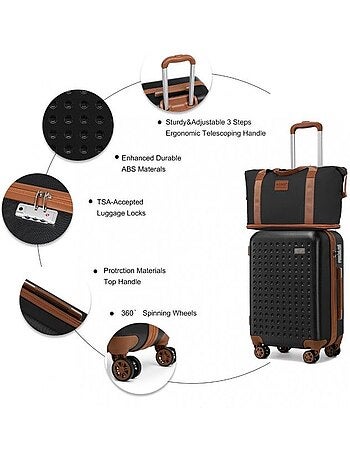 Set de 3 valises - 55x38x24 cm rigide - kono