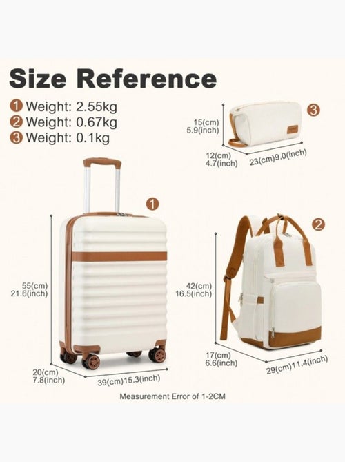 Set de 3 valises - 55x39x20 cm abs+pc 4 roulettes serrure tsa - kono - Kiabi Set de 3 valises - 55x39x20 cm abs+pc 4 roulettes serrure tsa - kono - Kiabi