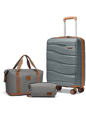Set de 3 valises - 55x40x20 cm polypropylène serrure tsa - kono