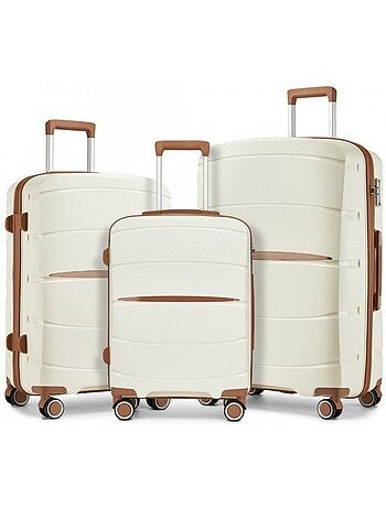 Set de 3 valises - 56/66/75 cm polypropylène 4 roulettes serrure tsa - kono