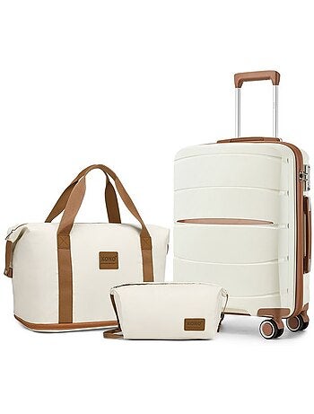 Set de 3 valises - 56x40x20 cm polypropylène 4 roulettes serrure tsa - kono