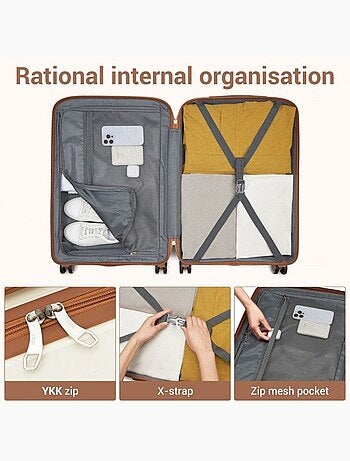 Set de 3 valises - 56x40x20 cm polypropylène 4 roulettes serrure tsa - kono