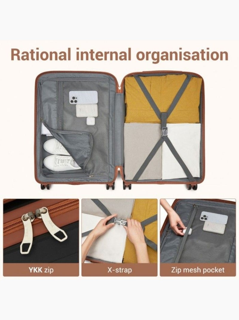 Set de 3 valises - 56x40x20 cm polypropylène 4 roulettes serrure tsa - kono Noir - Kiabi