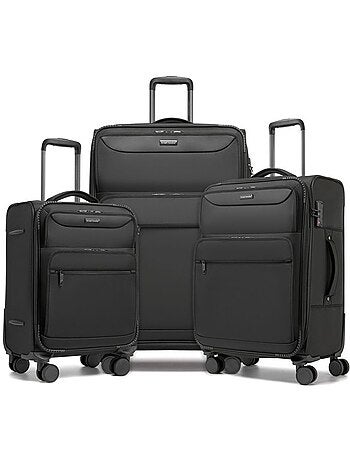Set de 3 valises - 57.5/68.5/79.5 cm, souple, 4 roues 360°, serrure tsa - british traveller