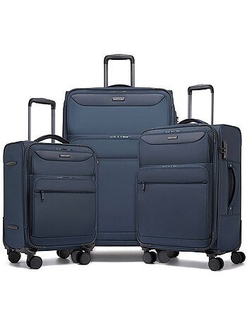 Set de 3 valises - 57.5/68.5/79.5 cm souple 4 roulettes serrure tsa - british traveller