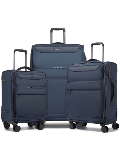 Set de 3 valises - 57.5/68.5/79.5 cm souple 4 roulettes serrure tsa - british traveller - Kiabi