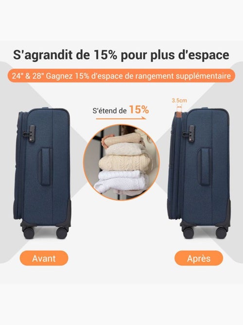 Set de 3 valises - 57/68/79 cm 4 roulettes serrure tsa - british traveller - Kiabi Set de 3 valises - 57/68/79 cm 4 roulettes serrure tsa - british traveller - Kiabi