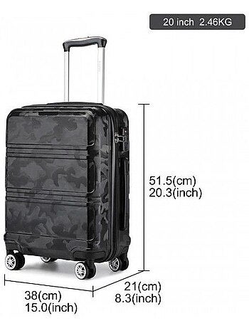 Set de 3 valises - abs 4 roulettes serrure tsa - kono